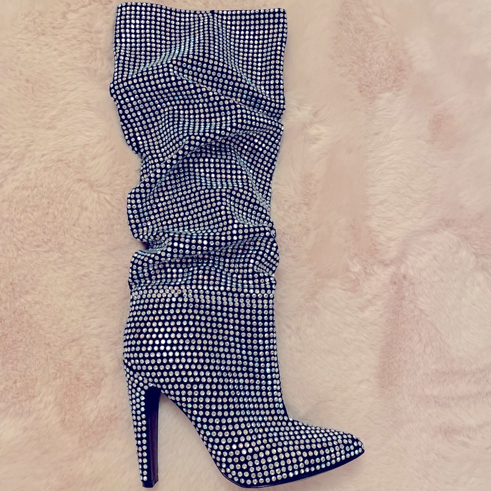 beautiful rhinestone covered boots. Steve Madden limited collection. Never worn.